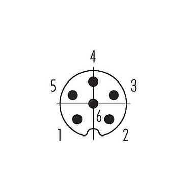 Contactconfiguratie (Insteekbereik) M8 Male panel mount connector, aantal polen: 6, schermbaar, THT, IP67, UL 2238, M8x1,0, Achterwandmontage, gegoten