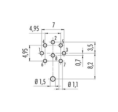 Geleiderconfiguratie M16 Female panel mount connector, aantal polen: 8 (08-a), schermbaar, THT, IP40, M18x0,75, Achterwandmontage