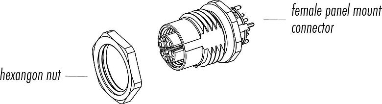 Artikelbeschrijving M12 Female panel mount connector, aantal polen: 8, afgeschermd, met geconfectioneerd kabel, IP67, UL, M16x1,5, Ethernet, PUR, groen, 4 x 2 x AWG 26/7, Achterwandmontage, 0,5 m
