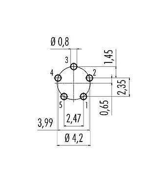 Conductor layout 99 9215 490 05 - Snap-In Male panel mount connector, Contacts: 5, unshielded, THT, IP67