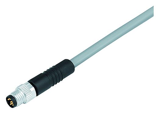 Illustratie M8 Kabelstekker, aantal polen: 4, onafgeschermd, aan de kabel aangegoten, IP67/IP69K, UL 2238, PVC, grijs, 4 x 0,34 mm², 2 m