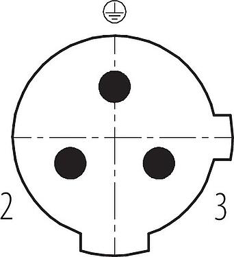 Disposition des contacts (Côté plug-in) M12 Connecteur mâle, Contacts: 2+PE, 4,0-6,0 mm, non blindé, pince à visser, IP67