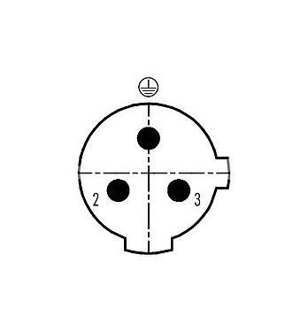 Disposition des contacts (Côté plug-in) 99 2529 14 03 - M12 Connecteur mâle, Contacts: 2+PE, 4,0-6,0 mm, non blindé, pince à visser, IP67