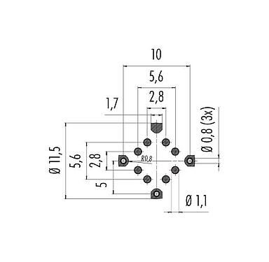 Geleiderconfiguratie 99 3782 402 08 - M12 Female panel mount connector, aantal polen: 8, schermbaar, SMT, IP68, M14x1,0
