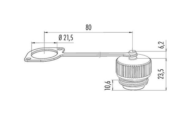 Dessin coté Capuchon de protection, IP67, avec sangle de retenue