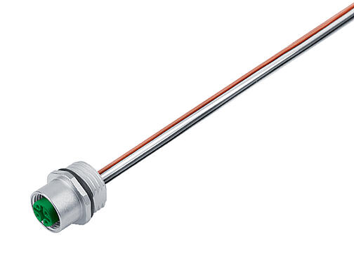 Ábrák M12 panelre szerelhető foglalat, : 4, árnyékolatlan, sodrott vezeték, IP68, UL 2238, M16x1,5, elülső rögzítés