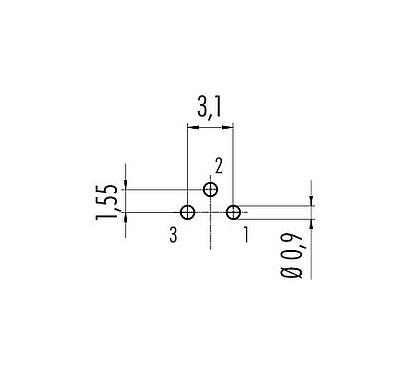 Layout dos condutores M9 Bujão flangeado, Contatos: 3, desprotegido, THT, IP40, M9x0,5, Montagem no painel traseiro