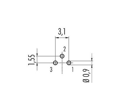 Geleiderconfiguratie 09 0077 20 03 - M9 Male panel mount connector, aantal polen: 3, onafgeschermd, THT, IP40