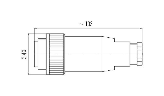 Scale drawing RD30 Male cable connector, Contacts: 12+PE, 10.0-12.0 mm, unshielded, solder, IP65