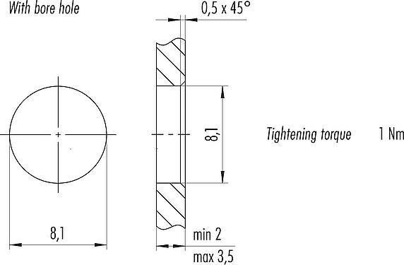 조립 샘플 M8 Male panel mount connector, Contacts: 12, shieldable, THT, IP67/IP69K, UL 2238, M10x0.75, Rear mounting, potted