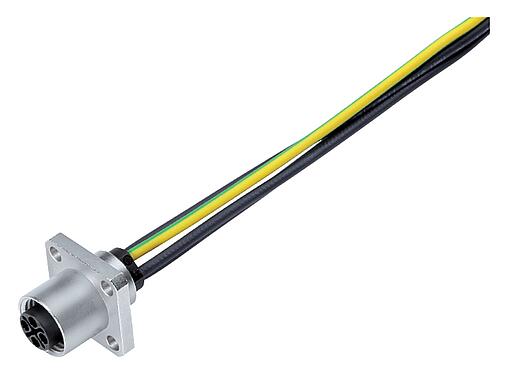 Minh hoạ M12 Ổ cắm gắn bảng, bốn cạnh, Số lượng cực : 4, không có chống nhiễu, dây đơn, IP40, UL 2238, M3 (4x), Gắn phía trước