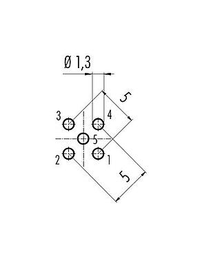 導體佈局 M12 孔頭法蘭座, : 5, 非遮罩, THT, IP68, PG 9, 後壁安裝