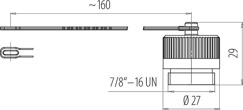 Dessin coté 7/8" Capuchon de protection, IP67, avec sangle de retenue
