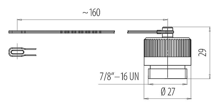 Maßzeichnung 7/8" Schutzkappe, IP67, mit Halteband