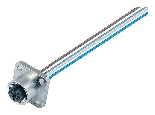 Ábrák M12 négyzet alakú-panelre szerelhető foglalat, : 8, árnyékolatlan, sodrott vezeték, IP40, UL 2238, M3 (4x), elülső rögzítés