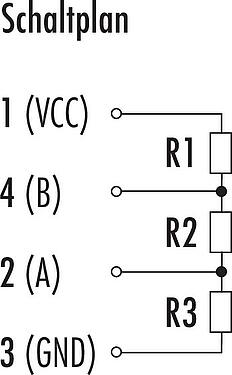 Belegungspläne M12 Abschlussstecker, Polzahl: 4, ungeschirmt, IP69K, Profibus, PUR
