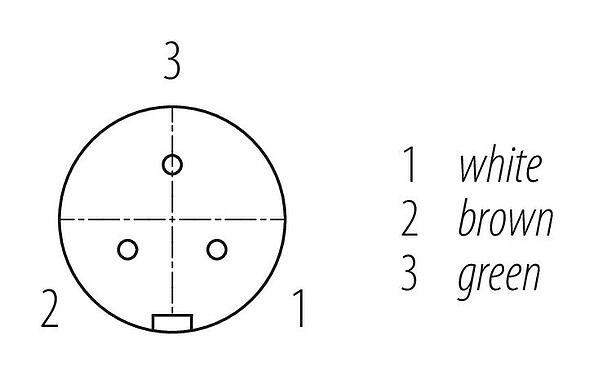 觸點排列 Snap-in 快插 直頭孔頭電纜連接器, : 3, 非遮罩, 預鑄電纜, IP67, UL 2238, PUR, 黑色, 3x0.75mm², 2m