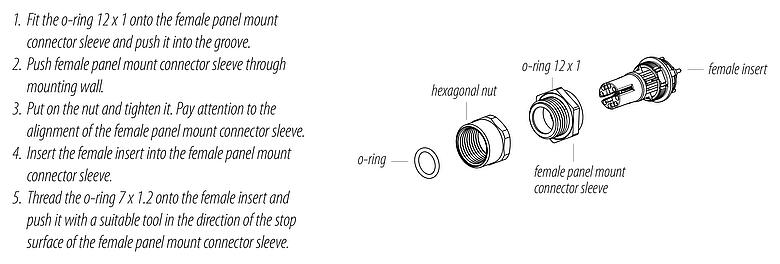 инструкция по сборке M12 Фланцевая розетка, Количество полюсов: 8, экранируемый, THT, IP67, UL, M12x1,0, Фронтальное крепление