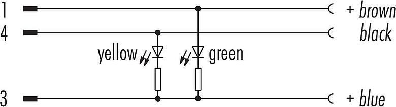 Kabelconstructie M12/M8 Kabelstekker - female haakse connector, aantal polen: 3, onafgeschermd, aan de kabel aangegoten, IP67/IP69K, PUR, zwart, 3 x 0,25 mm², met LED PNP, 1 m