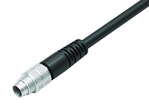 Illustration 79 1405 12 03 - M9 Kabelplugg, antal poler: 3, skärmad, fastgjuten på kabeln, IP67, PUR, svart, 5 x 0,25 mm², 2 m