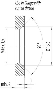 組裝說明/面板開孔 M12 直頭孔頭電纜連接器, : 8, 5.5-9.0mm, 可接遮罩, IDC, IP67