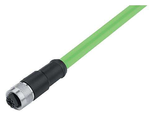 Ábrák M12 kábel aljzat, : 4, árnyékolt, kábelre öntött, IP67, UL 2238, Profinet/Ethernet CAT5e, PUR, zöld, 4 x AWG 22, 2 m
