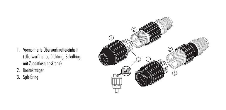 Montageanleitung M12 Kabelstecker, Polzahl: 4, 4,0-8,0 mm, ungeschirmt, IDC, IP67