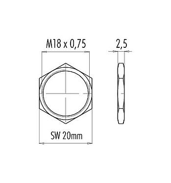 Dessin coté 01 0146 001 - M16 IP67 - écrou hexagonal