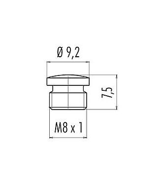 Desenho da escala Tampa protetora, IP67, para soquete de flange