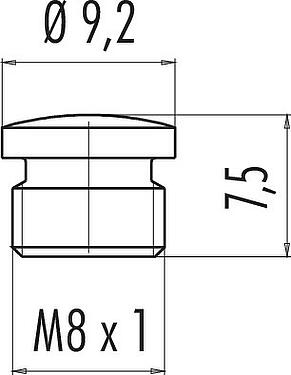 Dessin coté Capuchon de protection, IP67, pour embase femelle