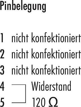 Belegungspläne M12 Abschlussstecker, Polzahl: 5, ungeschirmt, IP69K, CAN-Bus