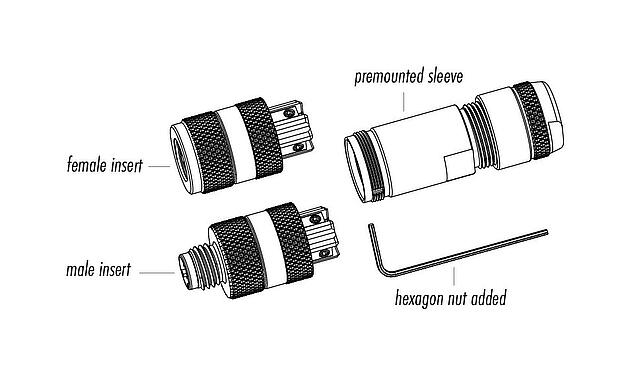 Component part drawing M8 Male cable connector, Contacts: 4, 4.0-5.5 mm, shieldable, screw clamp, IP67, iris spring