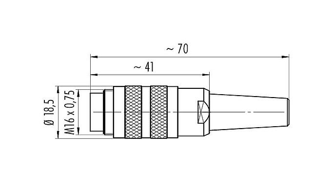Scale drawing M16 Male cable connector, Contacts: 3 (03-a), 4.0-6.0 mm, shieldable, screw clamp, IP40