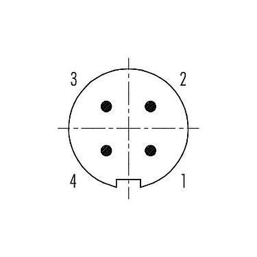 Disposition des contacts (Côté plug-in) Push Pull Embase mâle, Contacts: 4, non blindé, souder, IP40, M14x0,5, Montage frontal