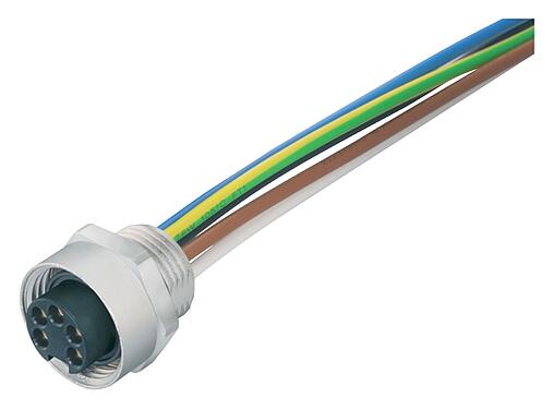 Illustratie 7/8" Female panel mount connector, aantal polen: 4, onafgeschermd, draden, IP68, UL 2238, VDE, PG 13,5, Frontaansluiting