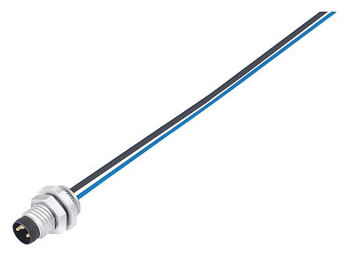 Illustration M8 Male panel mount connector, Contacts: 5, unshielded, single wires, IP67, UL 2238, M8x1.0, Rear mounting, potted