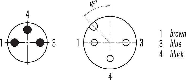 Contact arrangement (Plug-in side) M12/M8 Female cable connector - Male cable connector, Contacts: 3, unshielded, moulded on the cable, IP67/IP69K, UL 2238, PUR, black, 3 x 0.34 mm², 2 m