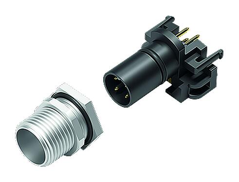插圖 M12 針頭法蘭座, : 4, 非遮罩, THR, IP68, UL 2238, M12x1.0, 後壁安裝, 用於PCB組裝, 可分離設計
