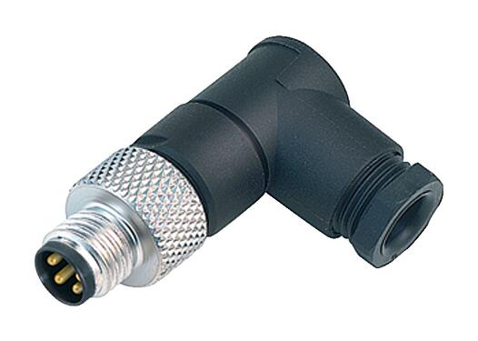 Illustration M8 Connecteur mâle coudé, Contacts: 4, 3,5-5,0 mm, non blindé, souder, IP67, UL 2238