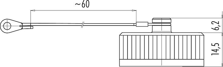 Dessin coté Capuchon de protection, IP65, pour embase mâle, O-anneau collé