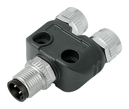 Abbildung M12 Zweifachverteiler, Y-Verteiler, Stecker - 2 Dosen, Polzahl: 5, ungeschirmt, steckbar, IP68, UL 2238