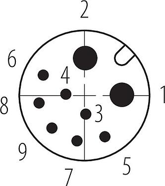 Contactconfiguratie (Insteekbereik) M12 Male chassideel, aantal polen: 2+7, soldeer, IP67 gestoken en vergrendeld, Frontaansluiting