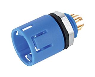Snap-In Male panel mount connector, Contacts: 5, unshielded, solder, IP67, UL 2238, M8x0,75, Front mounting