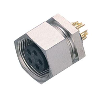 Ilustração M9 Soquete de flange, Contatos: 2, desprotegido, solda, IP40, M9x0,5, Montagem frontal