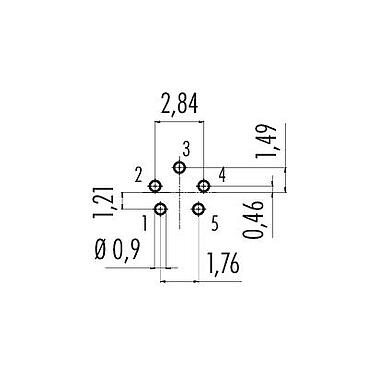 Geleiderconfiguratie 09 9792 20 05 - Snap-In Female panel mount connector, aantal polen: 5, onafgeschermd, THT, IP40