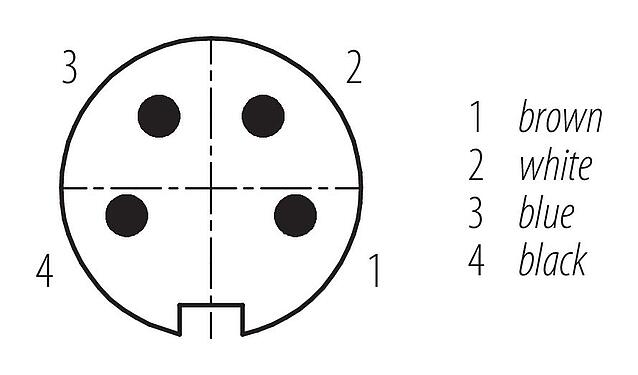 접점 배치(접속측) M16 각진 플러그, 콘택트 렌즈: 4, 차폐되지 않음, 케이블에 몰딩, IP67, PUR, 검정, 4x0.34 mm², 2m