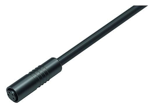 Abbildung M8 Kabeldose, Polzahl: 4, ungeschirmt, am Kabel angespritzt, IP65, PUR, schwarz, 4 x 0,25 mm², Snap-in Version, 5 m