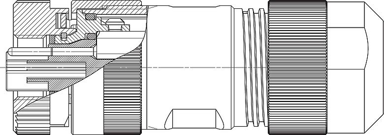 Dessin coté M12 Connecteur femelle, Contacts: 4+FE, 8,0-13,0 mm, non blindé, pince à visser, IP67, M12x1,0, UL 2237 en préparation, avec connexion PE