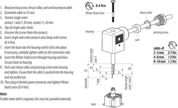 Instructions de montage Embase femelle pour appareils, Contacts: 2+PE, 3,0-10,0 mm, non blindé, pince à visser, IP40 sans joint, UL, ESTI+, VDE, M16x1,5
