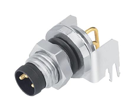 Illustration M8 Male panel mount connector, Contacts: 6, shieldable, THT, IP67, UL 2238, M8x1.0, Rear mounting